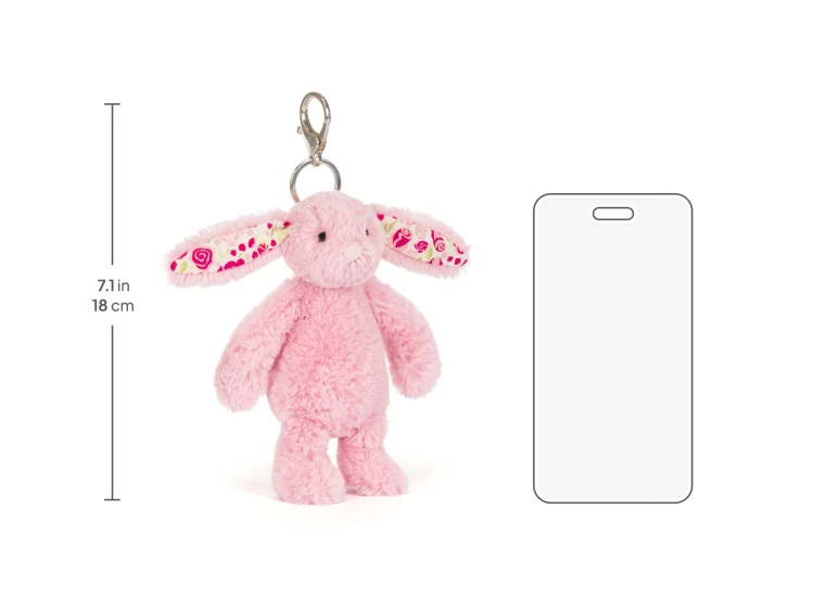 Breloczek Króliczek Różowy z Kwiecistymi Uszami 18 cm Jellycat