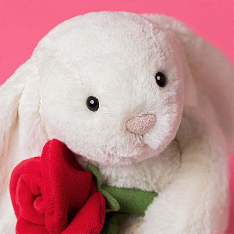 Wesoły Króliczek z Różą 31 cm Jellycat
