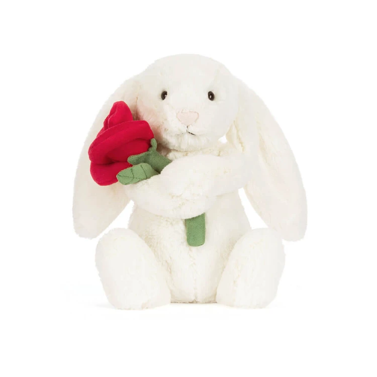 Wesoły Króliczek z Różą 31 cm Jellycat