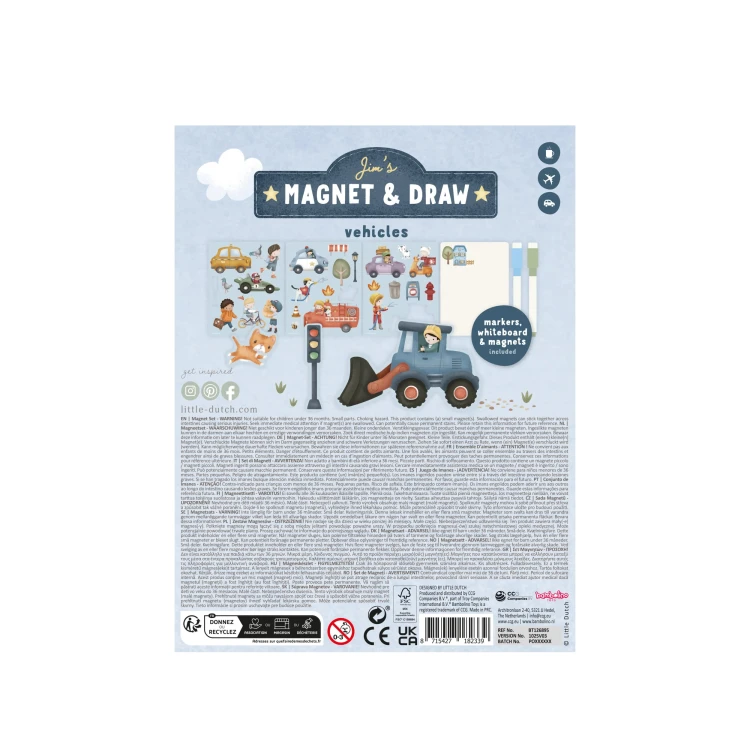 Magnetyczna książeczka kreatywna Jim & Friends Little Dutch