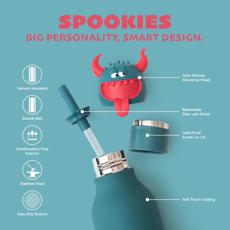 Butelka termiczna ze słomką Spookie Beast bestia 460 ml Asobu