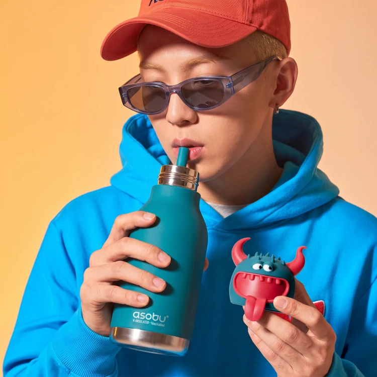 Butelka termiczna ze słomką Spookie Beast bestia 460 ml Asobu