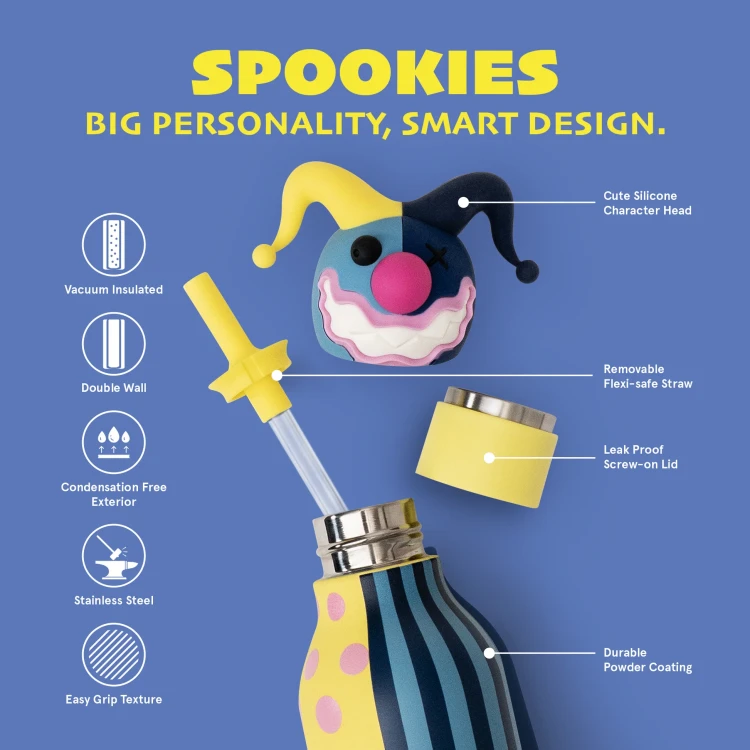Butelka termiczna ze słomką Spookie Clown klaun 460 ml Asobu