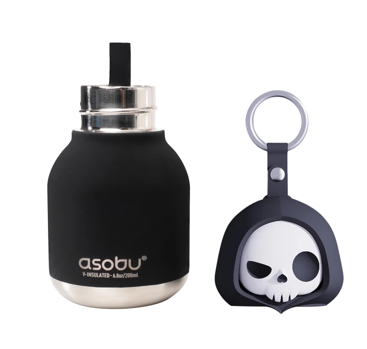 Butelka termiczna ze słomką Mini Spookie Skeleton szkielet 200 ml Asobu