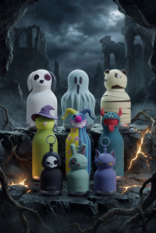Butelka termiczna ze słomką Maxi Spookie Undead Dog pies 660 ml Asobu