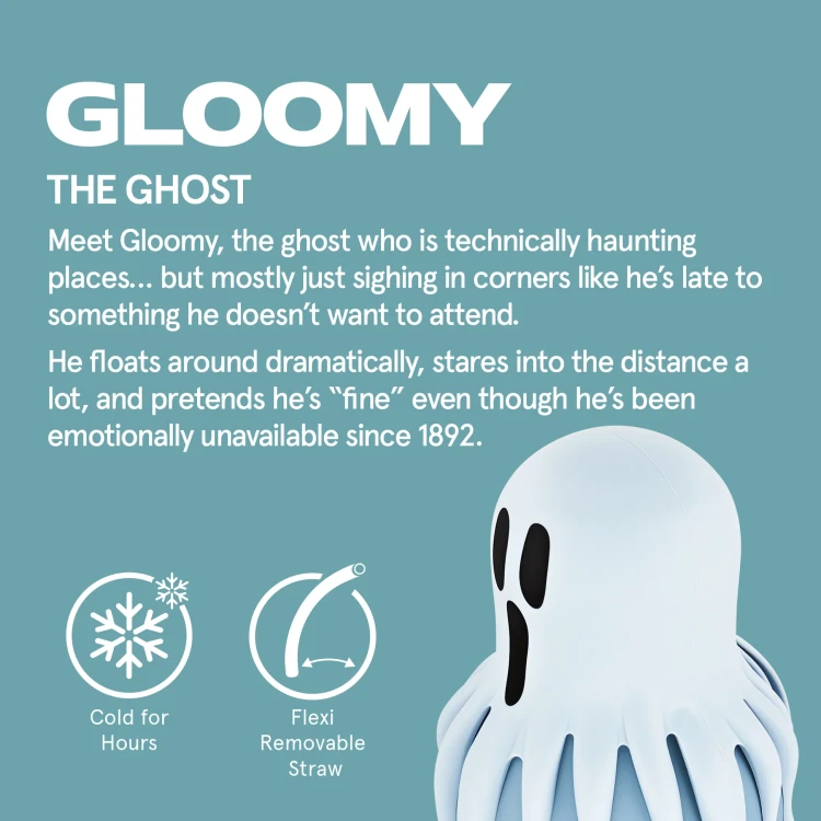 Butelka termiczna ze słomką Maxi Spookie Ghost duch 660 ml Asobu