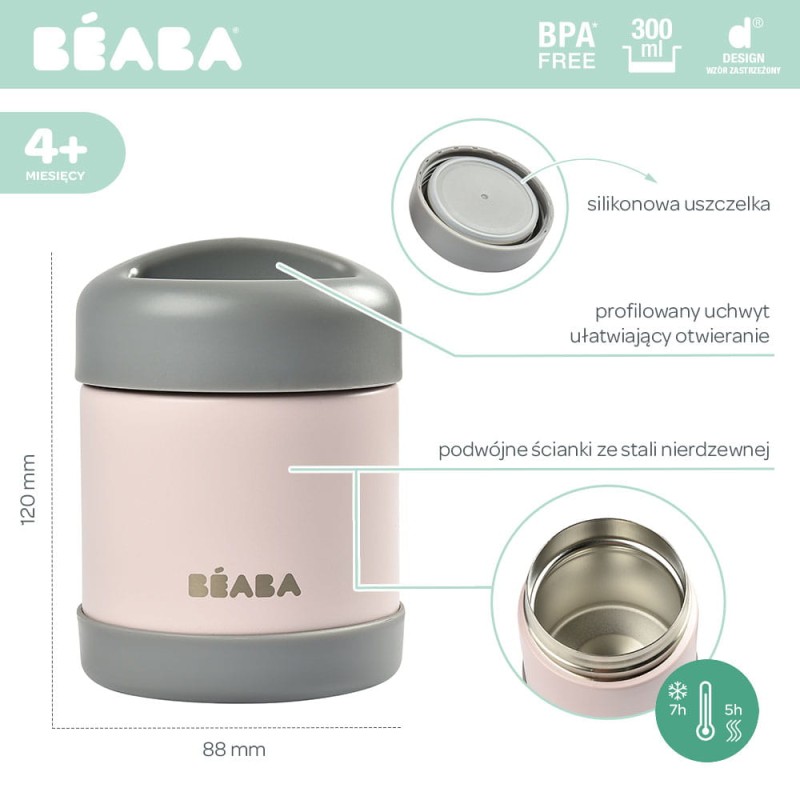 Termos obiadowy pojemnik 300 ml dark mist/light pink Beaba