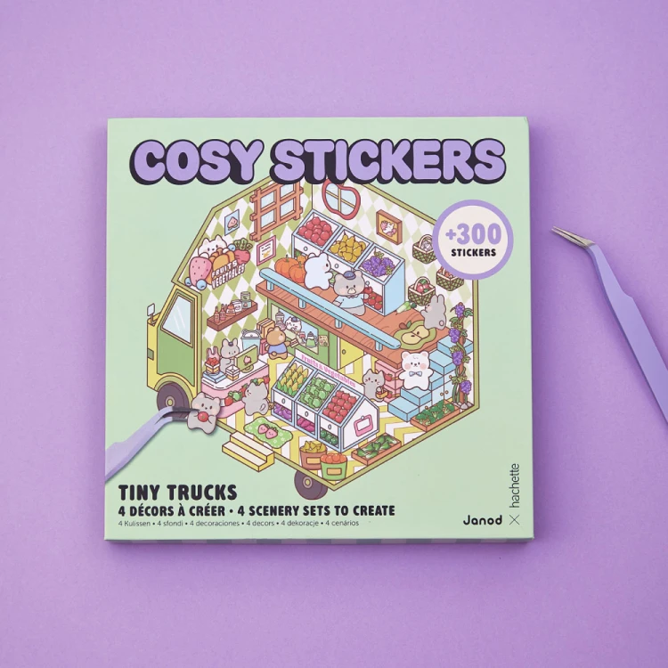 Zestaw kreatywny Scenki do wyklejania z mini naklejkami i pęsetą Cosy stickers Ciężarówka Janod