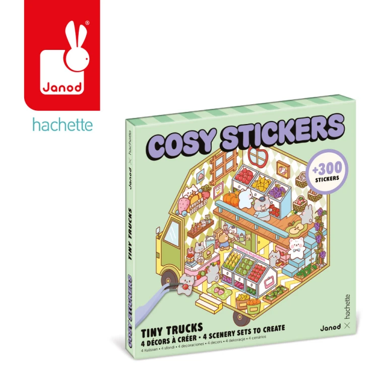 Zestaw kreatywny Scenki do wyklejania z mini naklejkami i pęsetą Cosy stickers Ciężarówka Janod