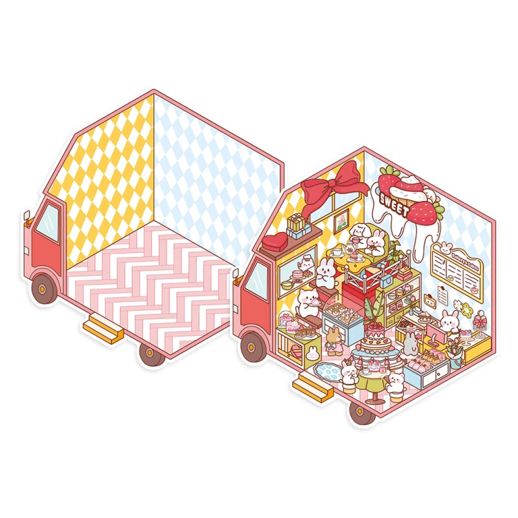 Zestaw kreatywny Scenki do wyklejania z mini naklejkami i pęsetą Cosy stickers Ciężarówka Janod