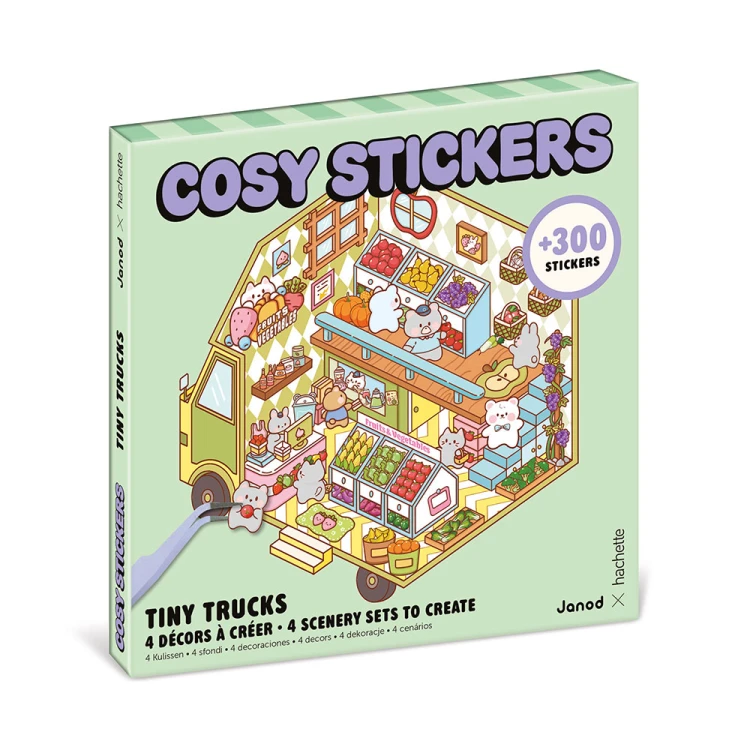 Zestaw kreatywny Scenki do wyklejania z mini naklejkami i pęsetą Cosy stickers Ciężarówka Janod