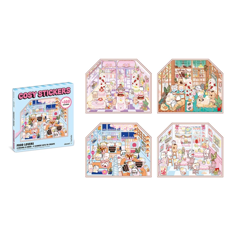 Zestaw kreatywny Scenki do wyklejania z mini naklejkami i pęsetą Cosy stickers Restauracja Janod