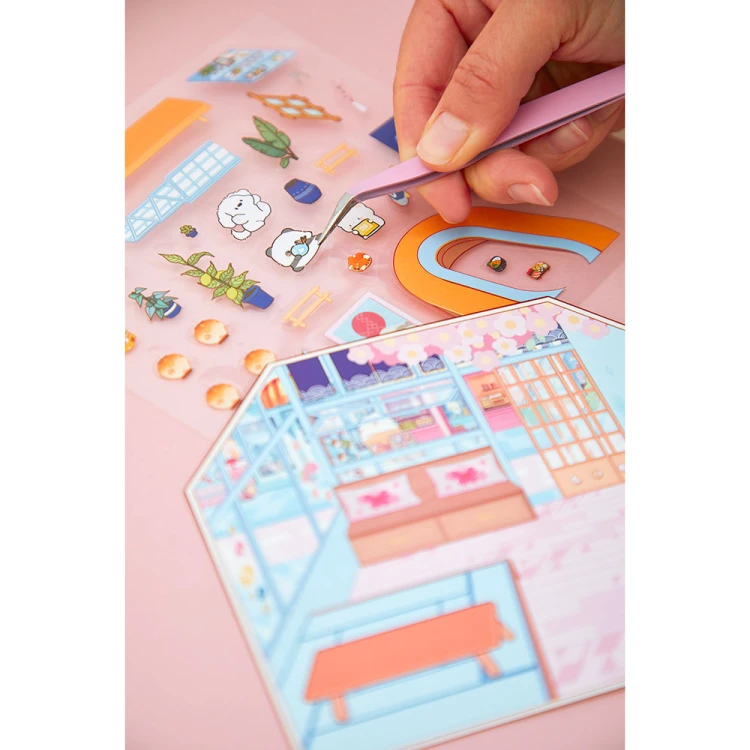 Zestaw kreatywny Scenki do wyklejania z mini naklejkami i pęsetą Cosy stickers Restauracja Janod