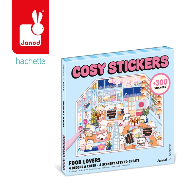 Zestaw kreatywny Scenki do wyklejania z mini naklejkami i pęsetą Cosy stickers Restauracja Janod