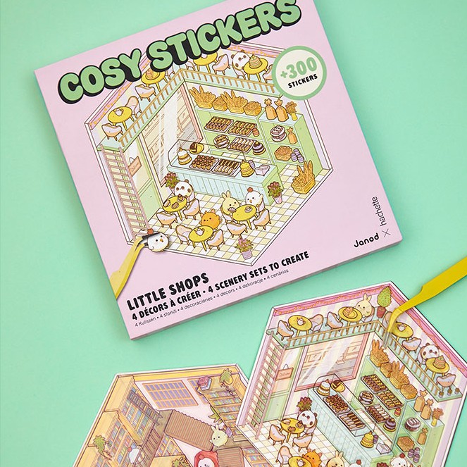 Zestaw kreatywny Scenki do wyklejania z mini naklejkami i pęsetą Cosy stickers Sklep Janod