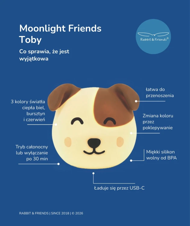 Moonlight Friends - Pies TOBY lampka stojąca Rabbit & Friends