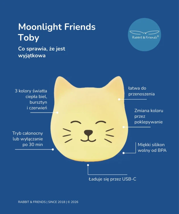 Moonlight Friends - Kot MOMO lampka stojąca Rabbit & Friends