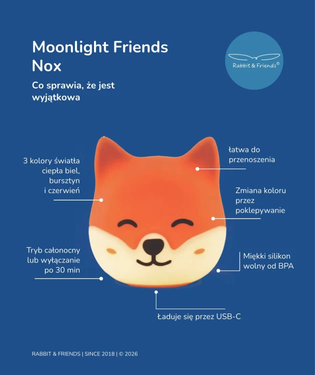 Moonlight Friends - Lis NOX lampka stojąca Rabbit & Friends
