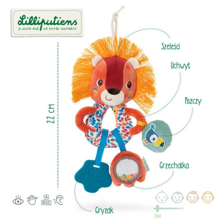 Grzechotka wielofunkcyjna Lew Jack 3 m+ Lilliputiens