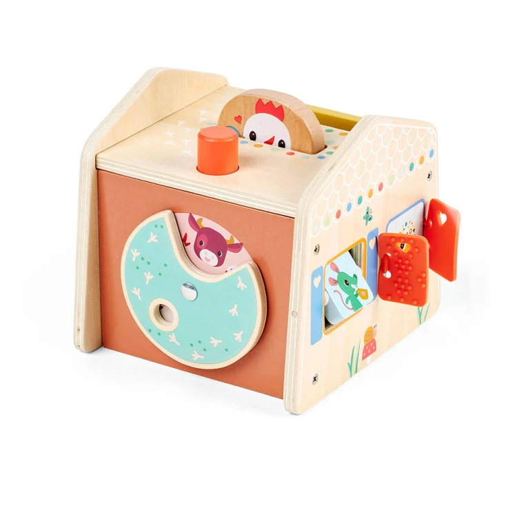 Drewniany domek manipulacyjny Zabawa w chowanego 12 m+ Lilliputiens