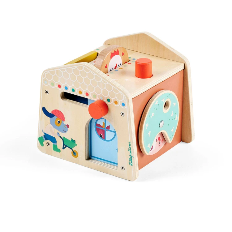 Drewniany domek manipulacyjny Zabawa w chowanego 12 m+ Lilliputiens