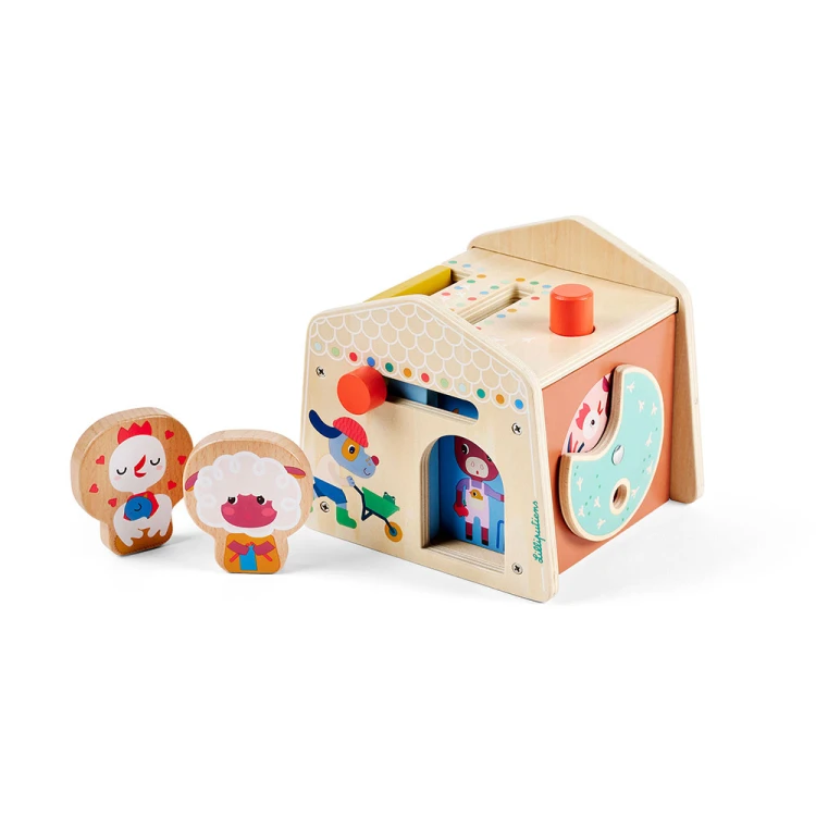 Drewniany domek manipulacyjny Zabawa w chowanego 12 m+ Lilliputiens