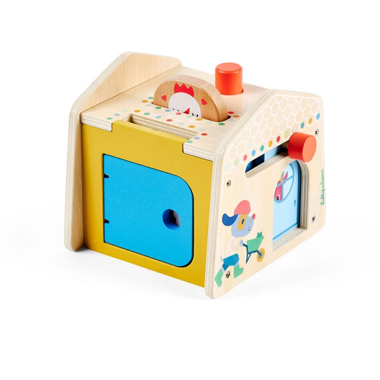 Drewniany domek manipulacyjny Zabawa w chowanego 12 m+ Lilliputiens
