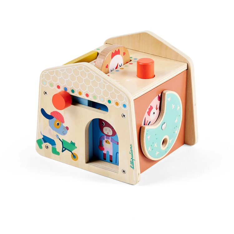 Drewniany domek manipulacyjny Zabawa w chowanego 12 m+ Lilliputiens