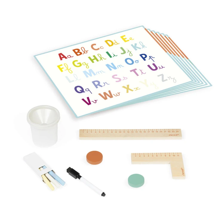 Duża tablica magnetyczna dwustronna z akcesoriami i pomocami edukacyjnymi 3+ Janod