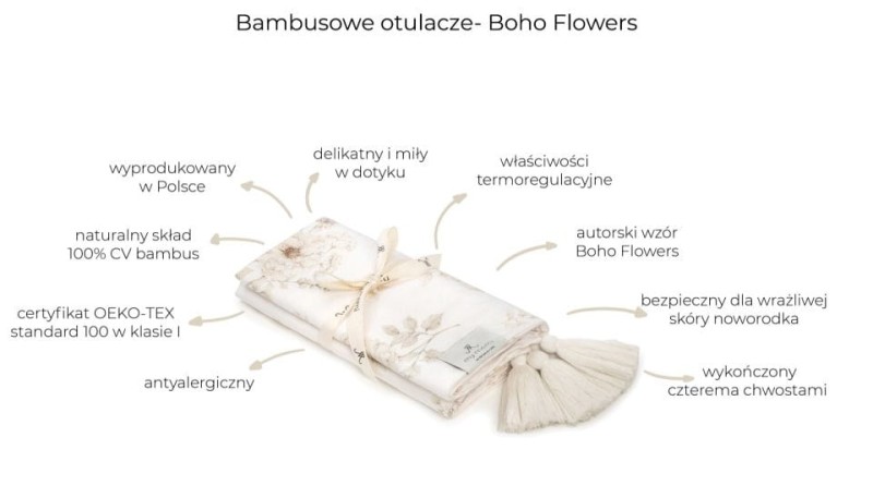 Bambusowy otulacz 75x100 - boho flowers my memi