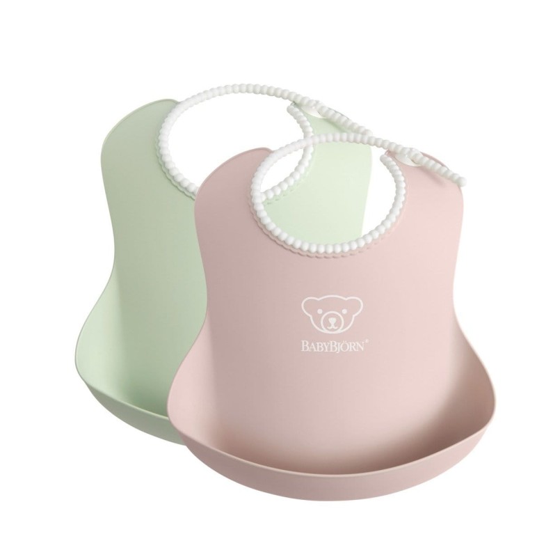 BABYBJORN - 2 śliniaki - Powder Green/ Powder Pink