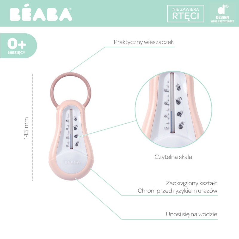 Termometr do kąpieli Old Pink Beaba