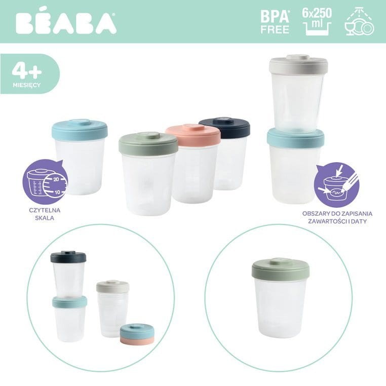 Zestaw słoiczków do jedzenia Clip 6 szt. (6x250ml) Beaba