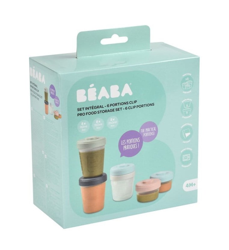 Zestaw słoiczków do jedzenia Clip 6 szt. (2x90ml + 2x150ml + 2x250ml) Beaba