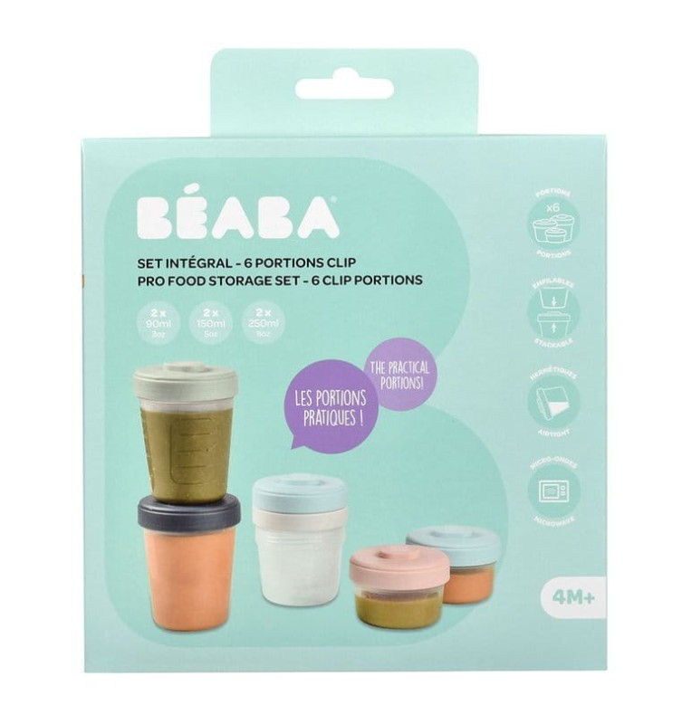 Zestaw słoiczków do jedzenia Clip 6 szt. (2x90ml + 2x150ml + 2x250ml) Beaba