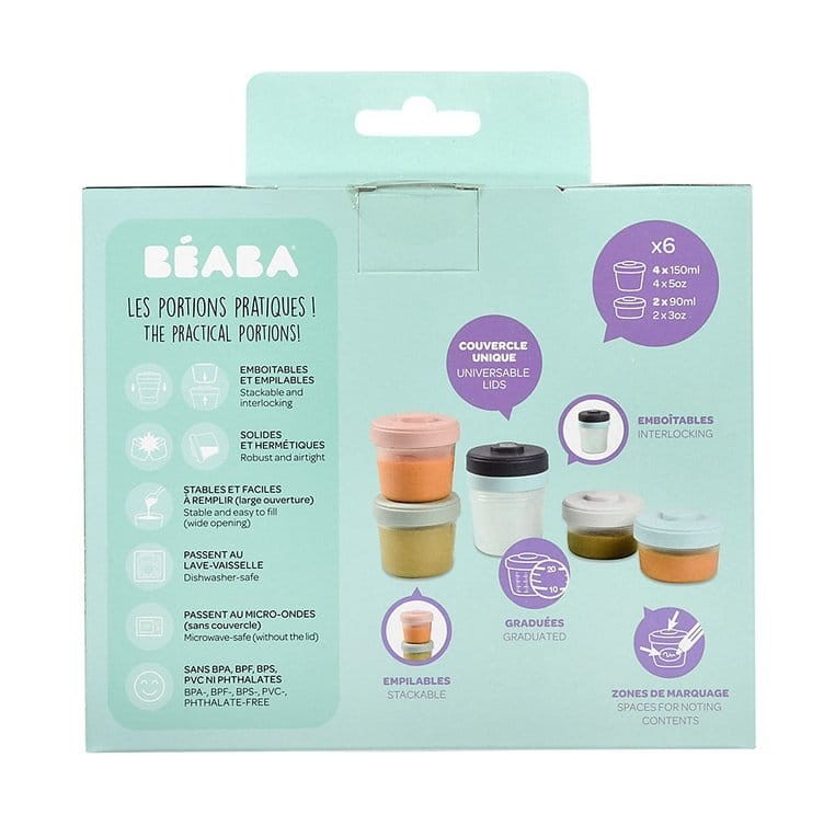 Zestaw słoiczków do jedzenia Clip 6 szt. (2x90ml + 4x150ml) Beaba