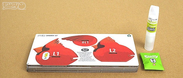 Ptak Kardynał Szkarłatny Eko Układanka Puzzle 3D Eugy