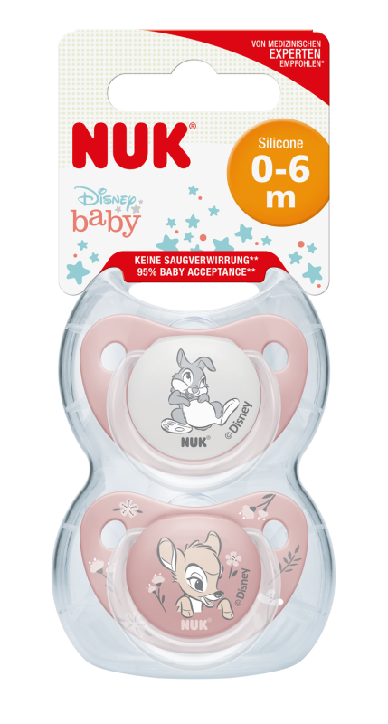 Smoczek NUK Bambi silikon 0-6m 2-pak