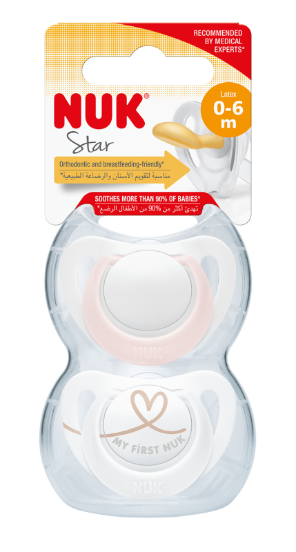 Smoczek NUK Star lateks 0-6m Girl 2-pak