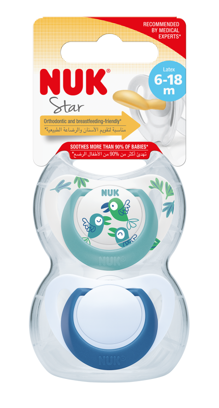 Smoczek NUK Star lateks 6-18m Boy 2-pak