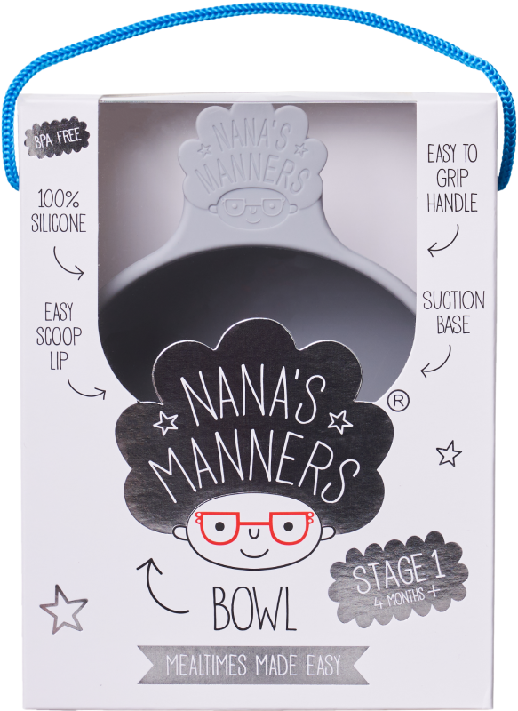Miska silikonowa z przyssawką i uchwytem Grey Nana's Manners