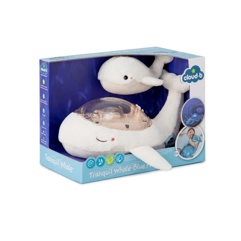 Lampka z projekcją świetlną i grzechotką Wieloryb biały Tranquil Whale White Family Cloud B