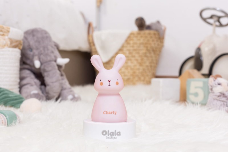 Lampka nocna LED Króliczek Charly różowy Olala