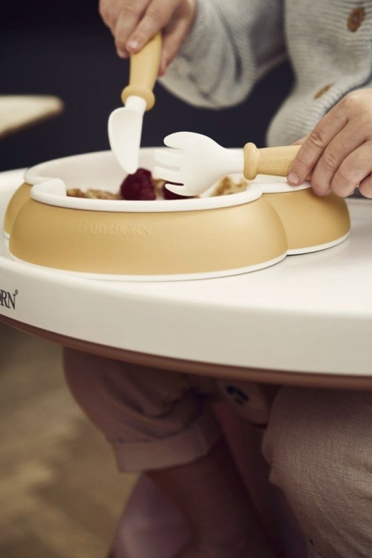 BABYBJORN talerzyki ze sztućcami Grey