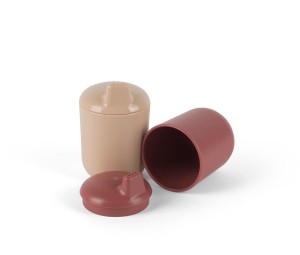 Kubek niekapek TINY BIObased 2 szt Nude/Ruby Red Dantoy