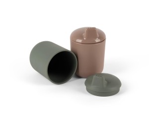 Kubek niekapek TINY BIObased 2 szt Mocca/ Olive Dantoy