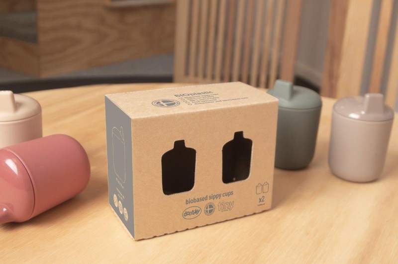 Kubek niekapek TINY BIObased 2 szt Mocca/ Olive Dantoy