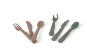 Sztućce dla dzieci TINY BIObased 2 set Mocca/Olive Dantoy