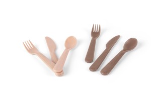 Sztućce dla dzieci TINY BIObased 2 set Nude/ Mocca Dantoy
