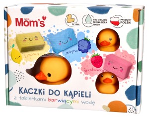 Kaczki do kąpieli z tabletkami barwiącymi wodę Mom's Care